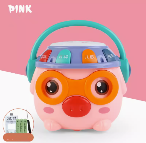 Popular Q Cute Musical Drumming Pig (Pink) (Rechargeable Version) (Specifications: 13*11*13CM)