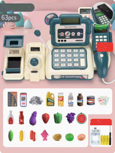 Popular smart identification cash register (dark gray blue) (rechargeable version) (specification: 33*15*16CM) (please contact customer service to confirm the delivery color after placing the order)
