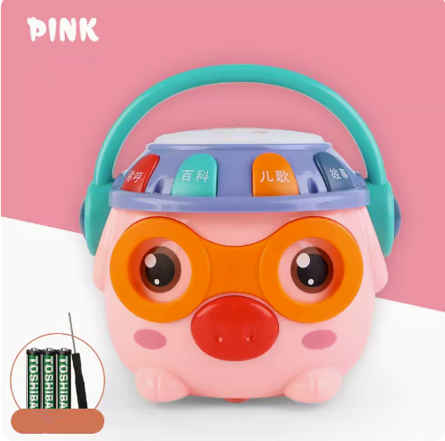 Popular Q Cute Musical Drumming Pig (Pink) (Battery Version) (Specifications: 13*11*13CM)