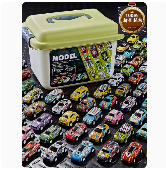 Popular children's alloy car toy ([Storage Bucket - Collector's Edition] - 100 alloy racing cars)