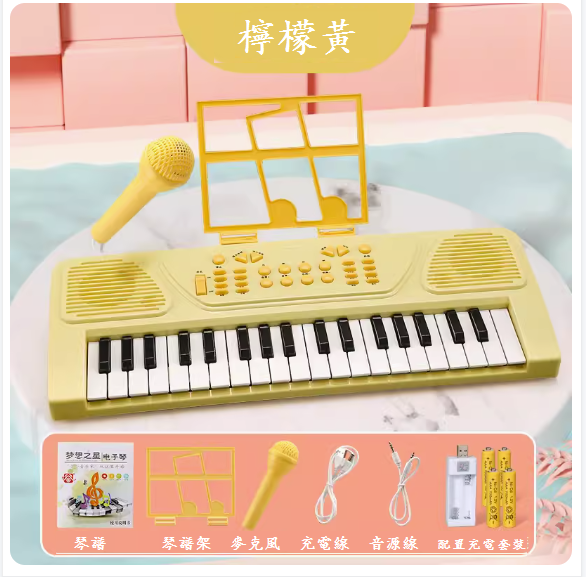 爆款電子琴兒童樂器(【大號檸檬黃--充電版】)