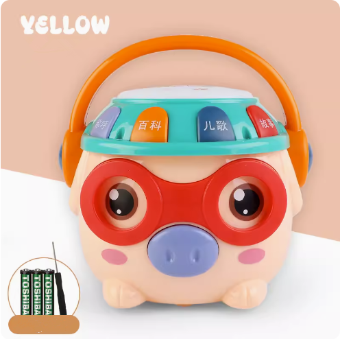 New Q Cute Musical Drumming Pig (Yellow) (Battery Version) (Specifications: 13*11*13CM)