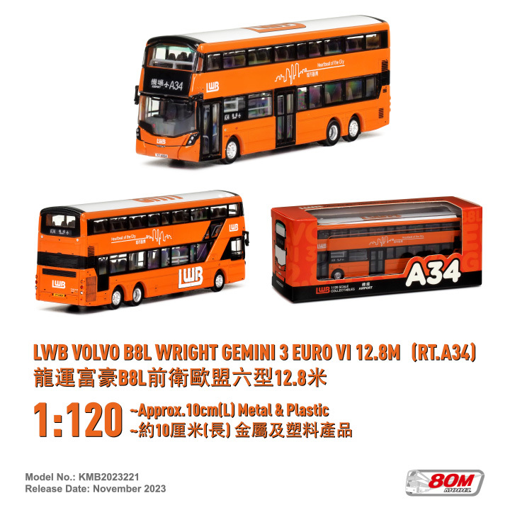 KMB2023221 1:120 龍運富豪B8L前衛12.8米 (A34)