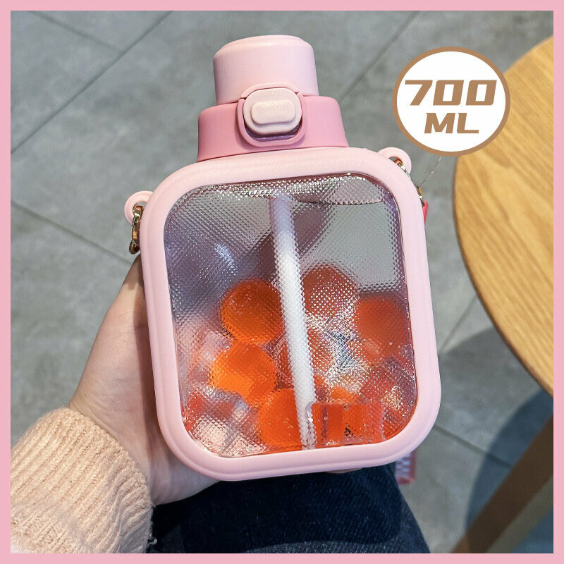 熱推戶外便攜防摔水樽(粉色  700ML）