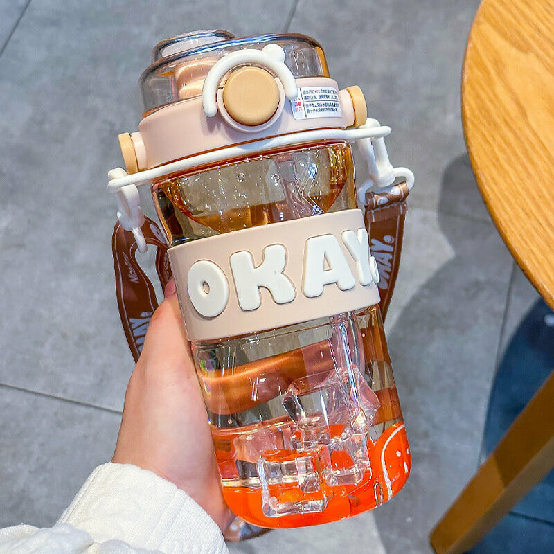 熱推戶外便攜防摔水樽(咖色 745ML）