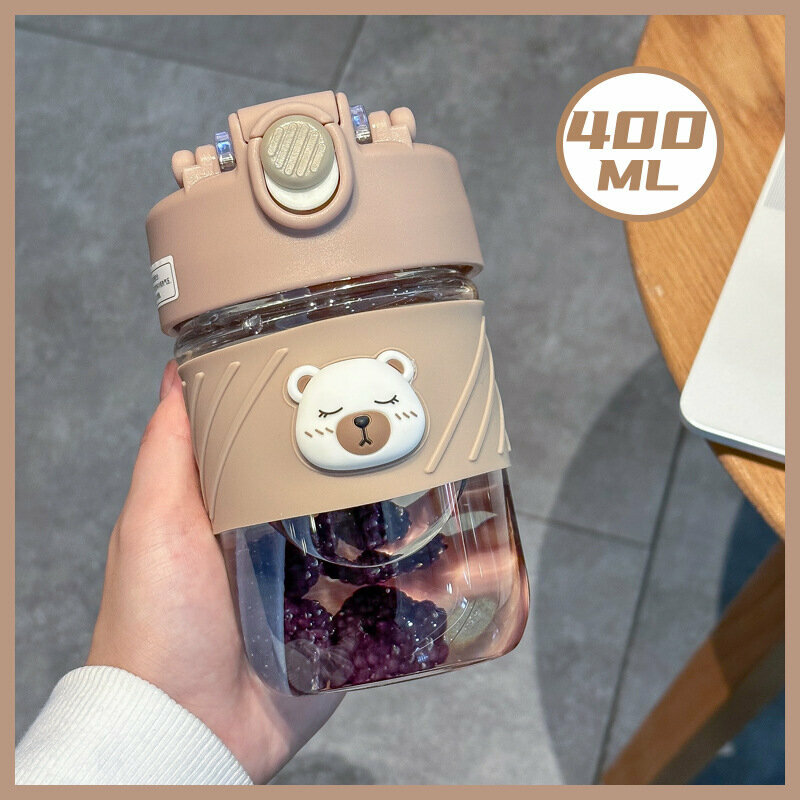 熱推便攜玻璃杯 水杯(咖色400ML）