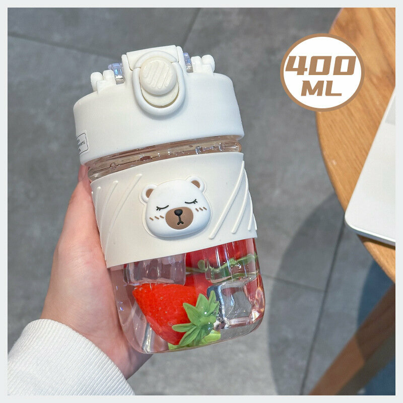 熱推便攜玻璃杯 水杯(白色400ML）