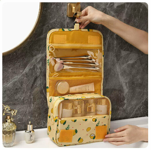 Hot recommendation portable cosmetic bag storage bag (yellow lemon)