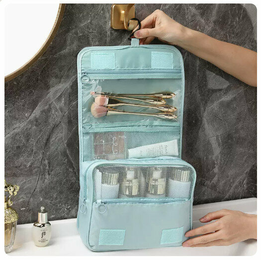 Hot recommendation portable cosmetic bag storage bag (Korean blue)