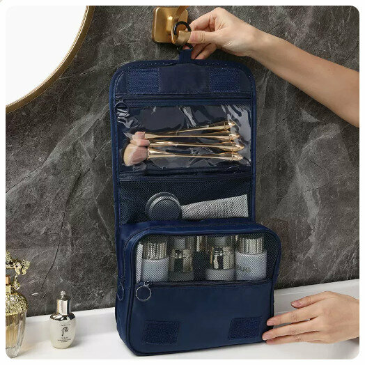 Popular portable cosmetic bag storage bag (navy blue)