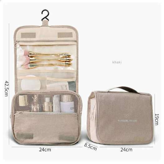 Hotly recommended portable cosmetic bag storage bag (khaki [upgraded thickened version]