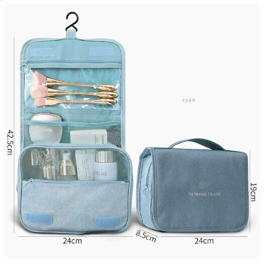 Hotly recommended portable cosmetic bag storage bag (fog blue [upgraded thickened version]