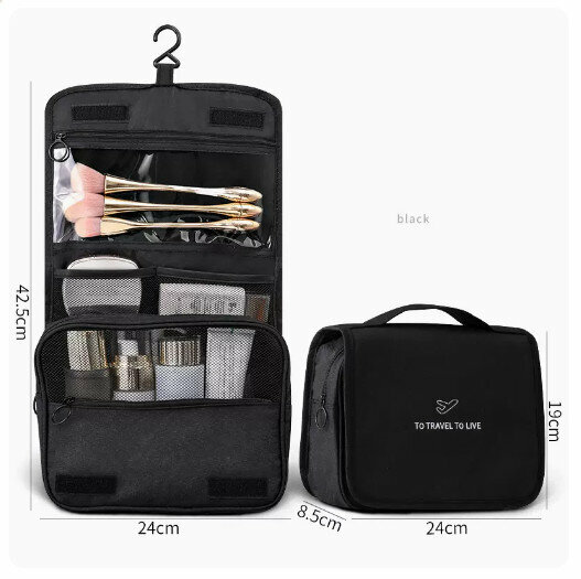 Hotly recommended portable cosmetic bag storage bag (black [upgraded thickened version]