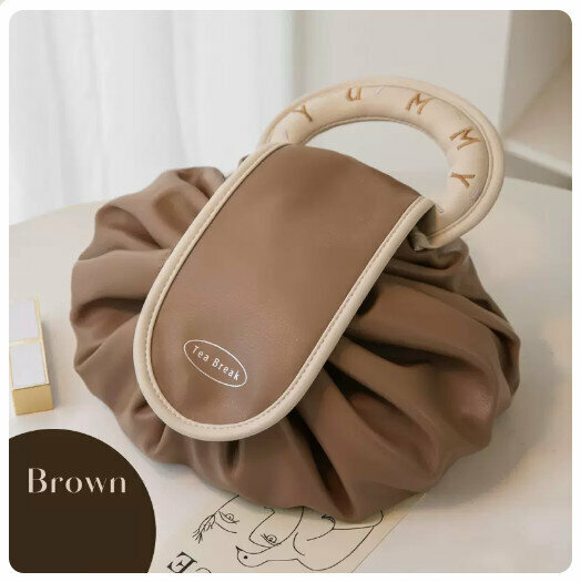 Hot recommendation portable travel storage bag cosmetic bag (milk brown)
