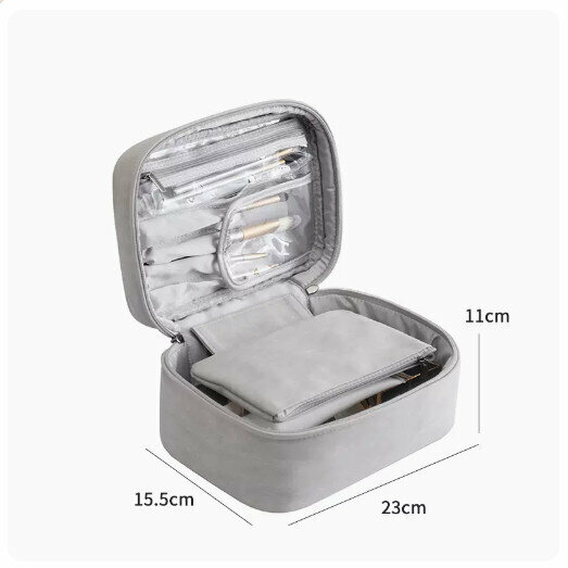 Hotly recommended waterproof travel toiletries and cosmetics storage bag box (light gray)