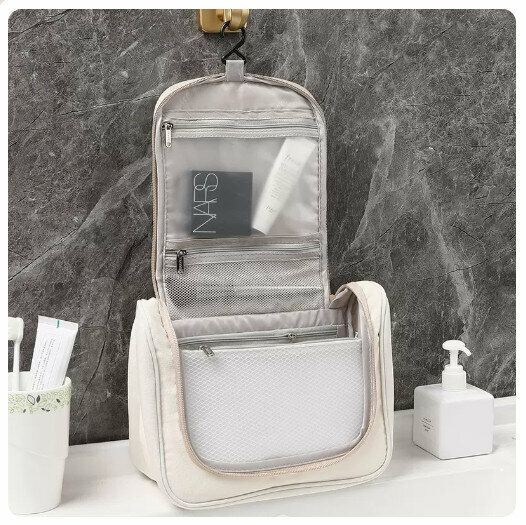 Hotly recommended travel toiletries and cosmetics storage bag (off-white classic style)