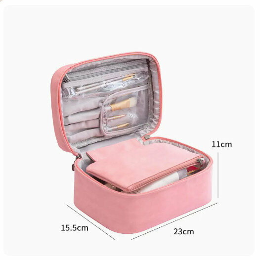Hot recommended waterproof travel toiletries and cosmetics storage bag box (Sakura pink)