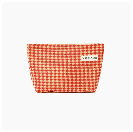 Hot recommendation portable travel cosmetic bag toiletry bag storage bag [large plaid [orange]