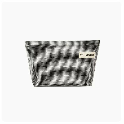 Hot recommendation portable travel cosmetic bag toiletry bag storage bag [small grid [black and white]]