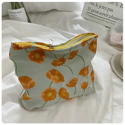 Hot recommendation portable travel cosmetic bag toiletry bag storage bag [thickened lining cloth [orange calla lily flower]