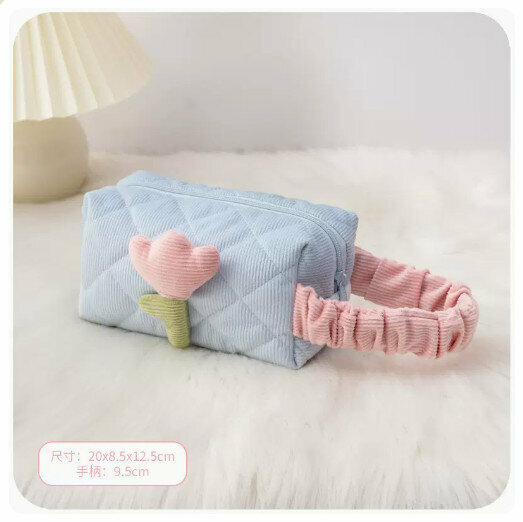 Hot Recommended Portable Cosmetic Bag Wrist Bag [Sky Blue Small]