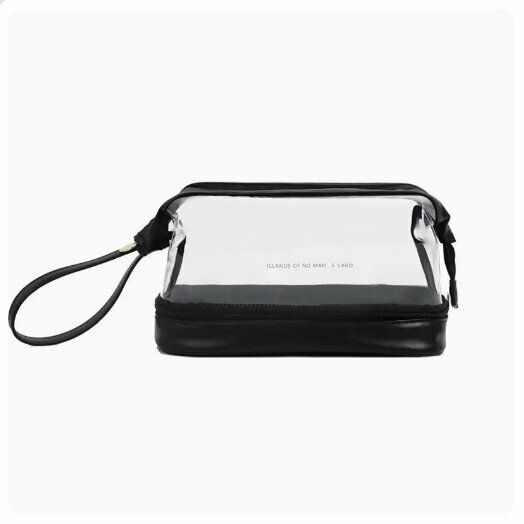 Hot recommended portable waterproof cosmetic bag storage bag [double-layer transparent cloud cosmetic bag [mysterious black]
