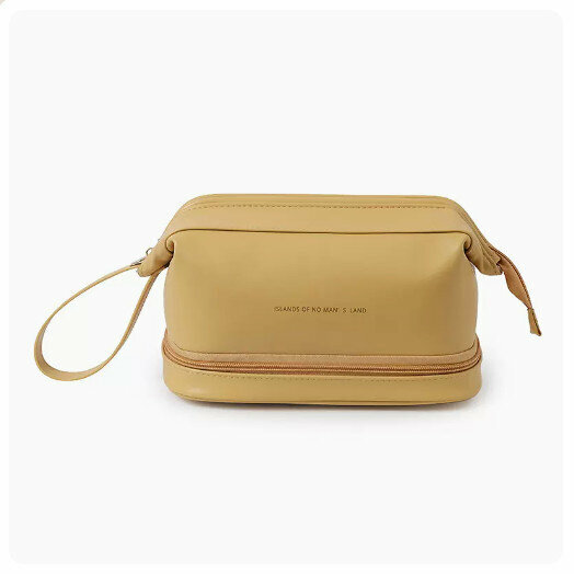 Hot Recommended Portable Cosmetic Bag Storage Bag [Ming Apricot Yellow [Double Layer]