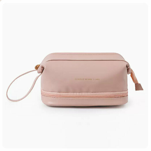 Hot Recommended Portable Cosmetic Bag Storage Bag [Sakura Pink [Double Layer]