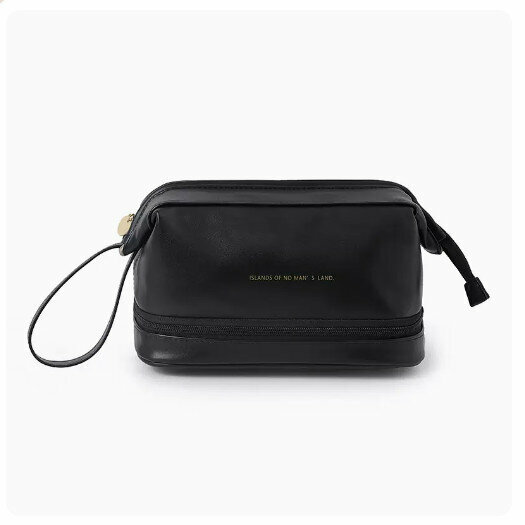 Hot Recommended Portable Cosmetic Bag Storage Bag [Mysterious Black [Double Layer]