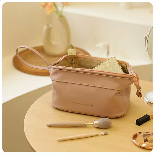 Hot Recommended Portable Cosmetic Bag Storage Bag [Sakura Pink [Single Layer]