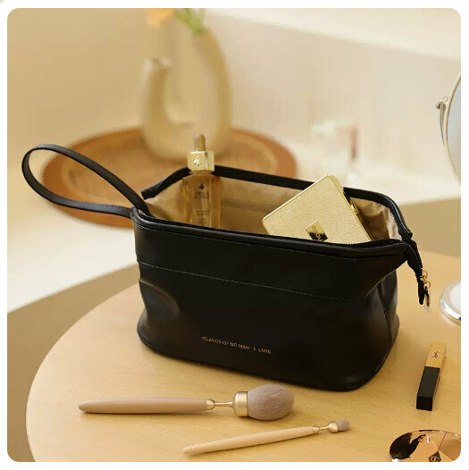 Hot Recommended Portable Cosmetic Bag Storage Bag [Mysterious Black [Single Layer]