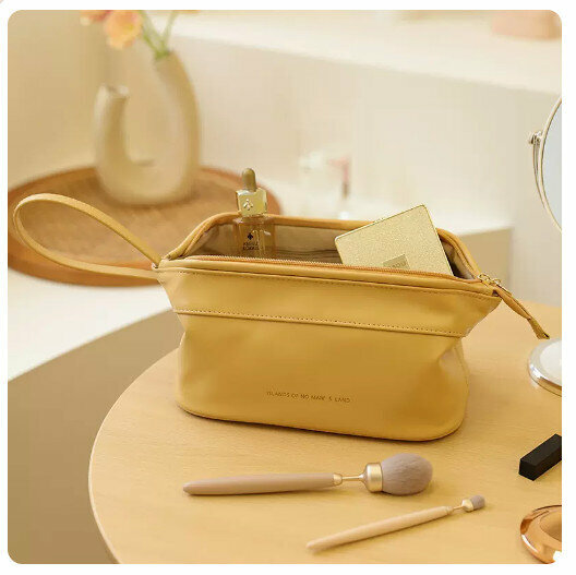 Hot Recommended Portable Cosmetic Bag Storage Bag [Ming Apricot Yellow [Single Layer]