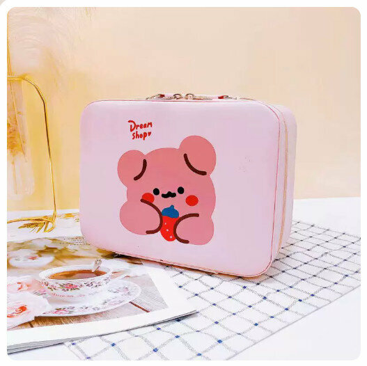 Hot recommendation makeup bag storage box with mirror [Foundation Bear]