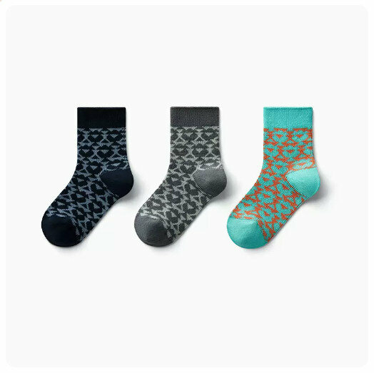 Hot recommendation (3 pairs) children's mid-calf socks [blue + gray purple + light blue] (size: 3-9 years old) (please contact customer service to confirm the delivery size after placing the order)