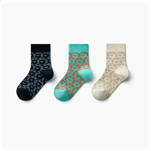 Hot recommendation (3 pairs) children's mid-calf socks [blue + light blue + matte rice] (size: 3-9 years old) (please contact customer service to confirm the delivery size after placing the order)