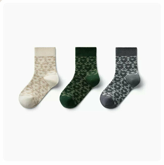 Hot recommendation (3 pairs) children's mid-calf socks [foggy rice + tea green + gray purple] (size: 3-9 years old) (please contact customer service to confirm the delivery size after placing the order)