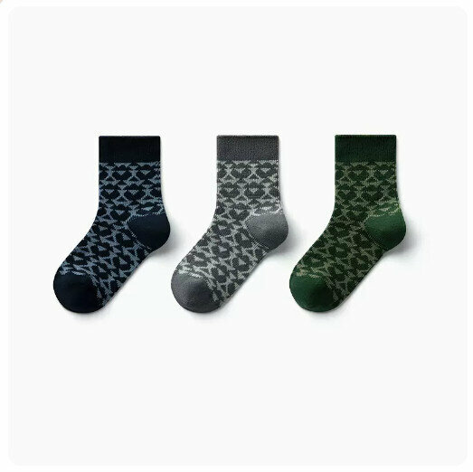 Hot recommendation (3 pairs) children's mid-calf socks [blue + gray purple + tea green] (size: 3-9 years old) (please contact customer service to confirm the delivery size after placing the order)