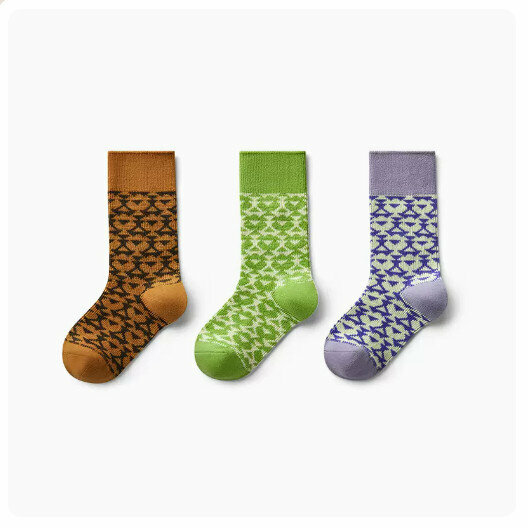 Hot recommendation (3 pairs) Breathable mid-calf cotton socks [garcinia + ice green + purple blue] (size: 3-9 years old) (please contact customer service to confirm the delivery size after placing the order)