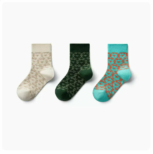 Hot recommendation (3 pairs) children's mid-calf socks [foggy rice + tea green + light blue] (size: 3-9 years old) (please contact customer service to confirm the delivery size after placing the order)