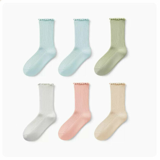 Hot Recommendation (6 pairs) high-top pure cotton socks [light blue + light blue + light green + milk white + cloud powder + milk tea] (size: 3-9 years old) (please contact customer service to confirm the delivery size after placing the order)
