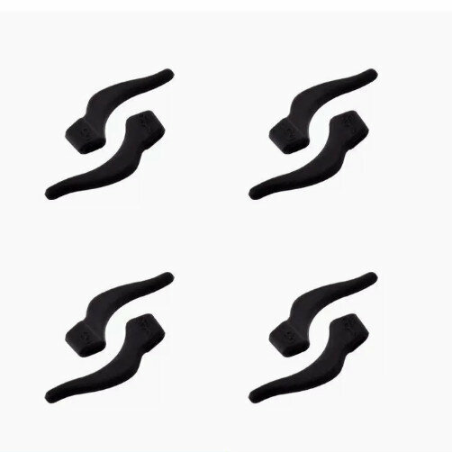 Hot Recommended [4 Pairs Pack] Silicone Ear Hook Holders for Glasses (Black Anti-Slip Cover for Ear Hooks - Lens Cloth Included)