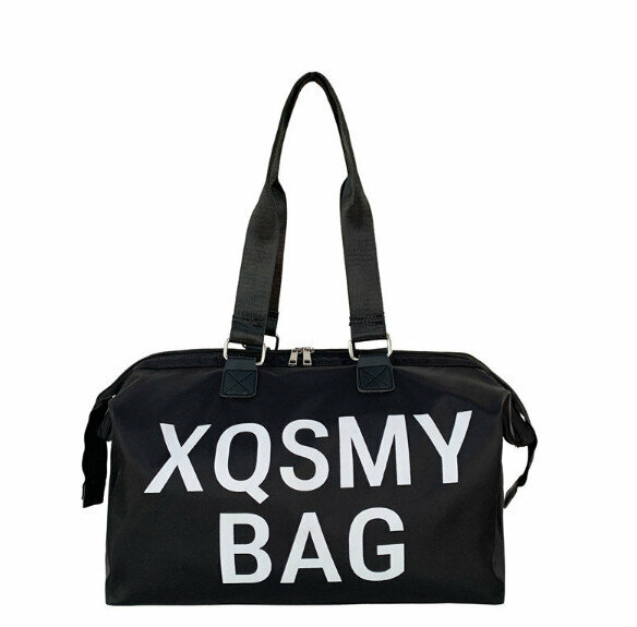 Popular large-capacity printed portable travel bag (black)