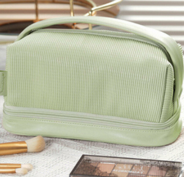 New double-layered toast cosmetic bag/storage bag❤Fruit green