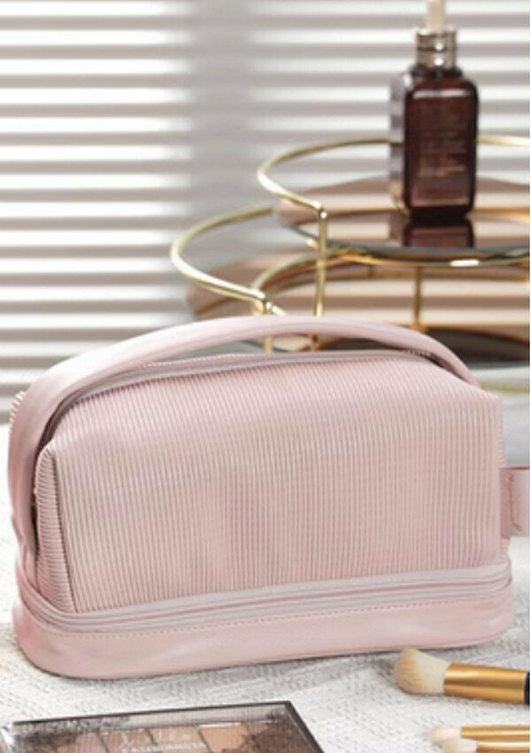 New double-layered toast cosmetic bag/storage bag❤girly pink