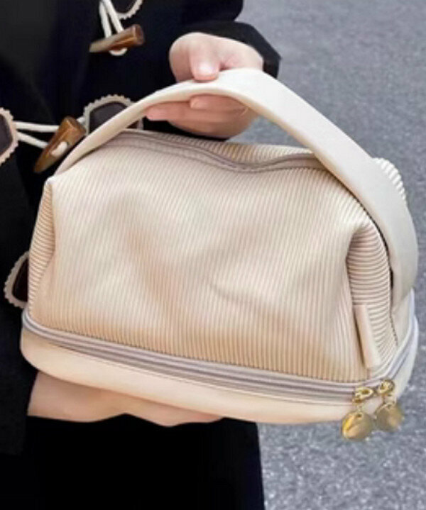 New double layer toast cosmetic bag/storage bag ❤ white