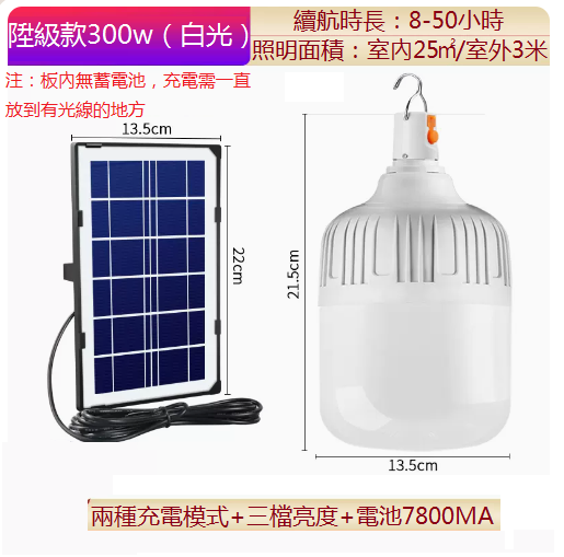 新款家用/戶外應急燈（太陽能充電燈泡）（300w）
