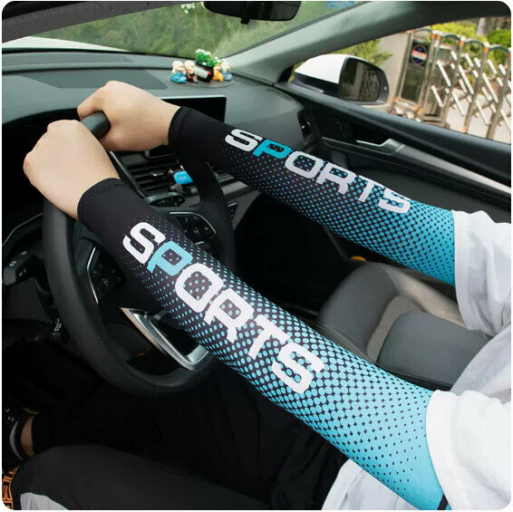 New summer outdoor ice silk sun protection sleeves (light blue) [one size fits all]