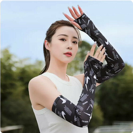New summer ice sleeve sun protection arm sleeves (street trendy black) [one size fits all]