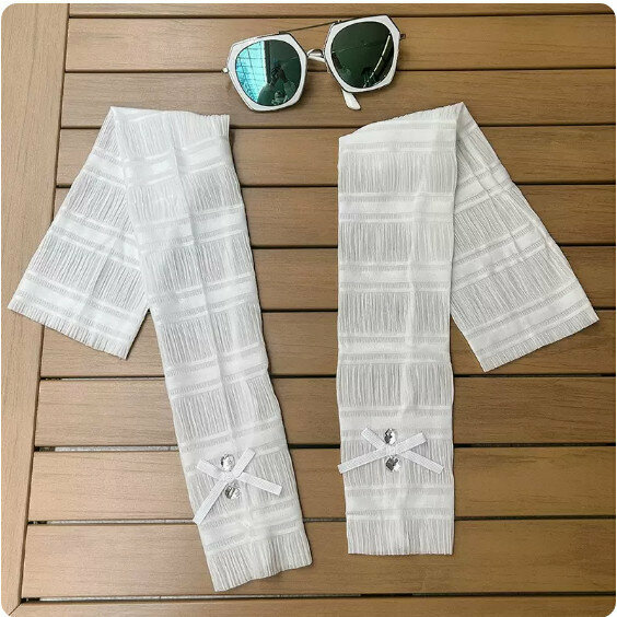 New summer ice silk sunscreen ice hand sleeves (white) [one size fits all]