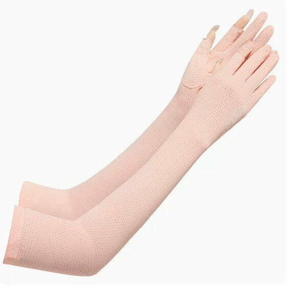 New sunscreen ice silk two-finger mesh ice sleeves (pink) [One size fits all]